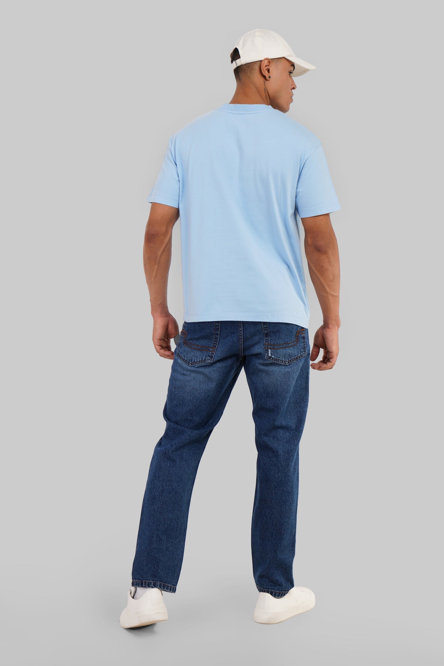 Offline Offgrid Offlimits Sky Blue Oversized Fit T-Shirt Men