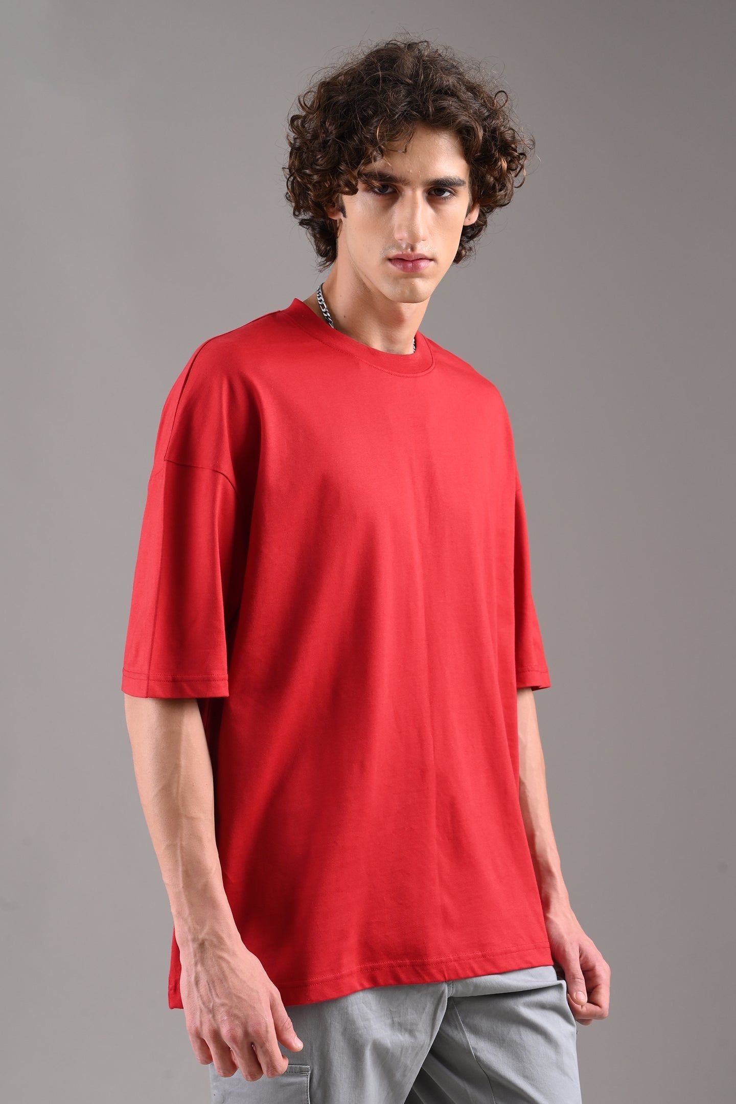 Pack of 4 Baggy T-shirts - Beige/Lilac/Red/Blue