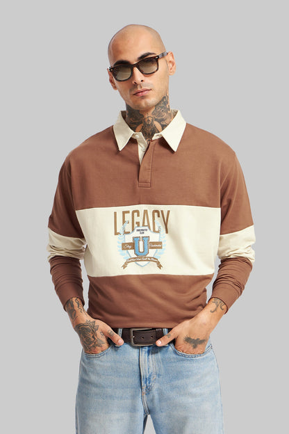 Brown And Beige Men's Polo
