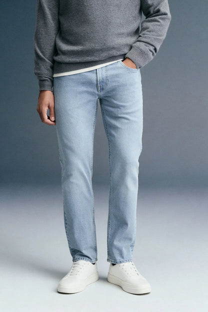 Sky Blue Low Rise Men's Slim Fit Jeans
