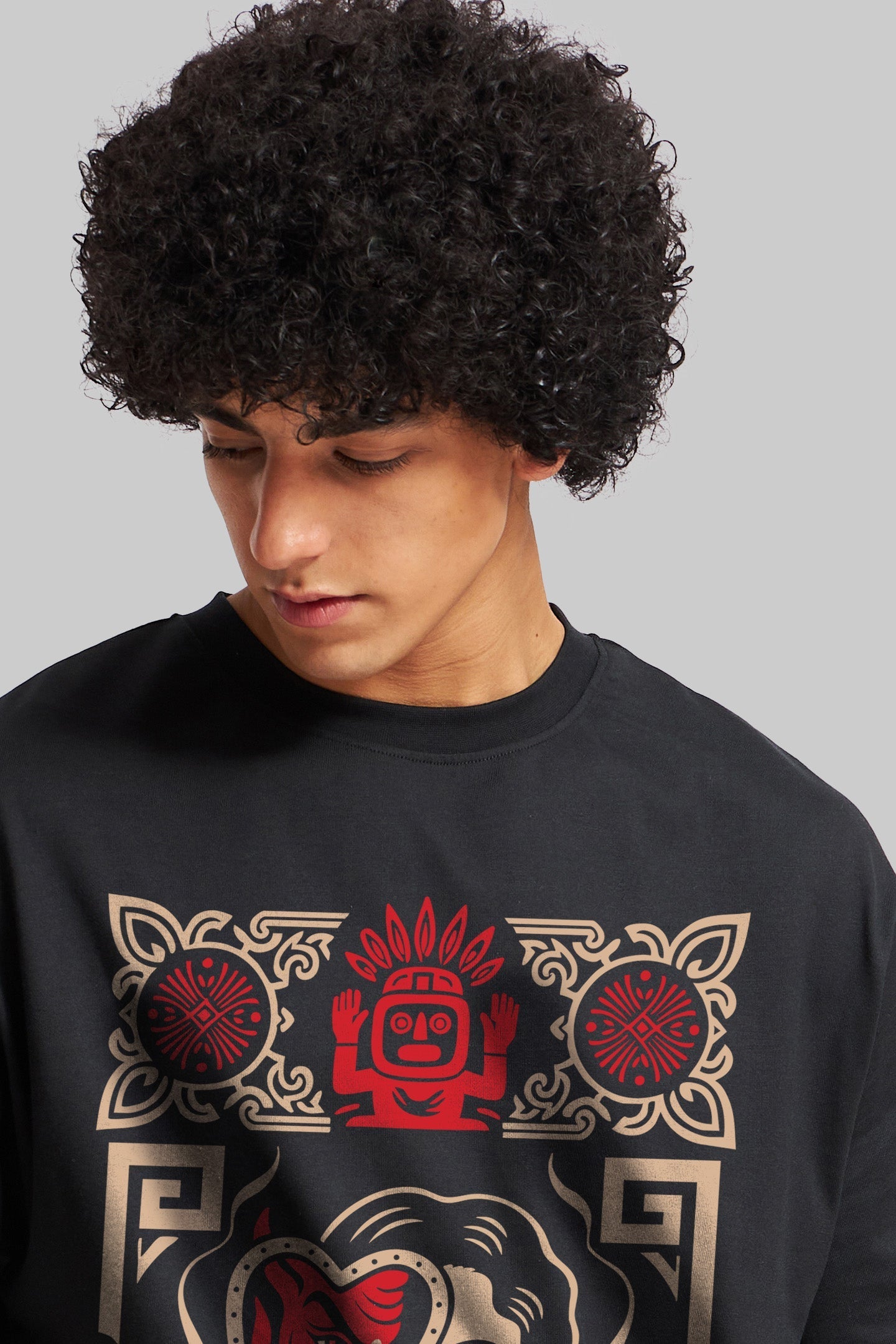 Masked Truth Black Oversized Fit T-Shirt Men