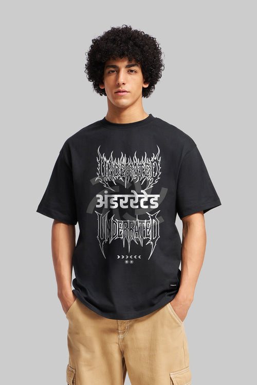 Firerated Black Oversized Fit T-Shirt Men