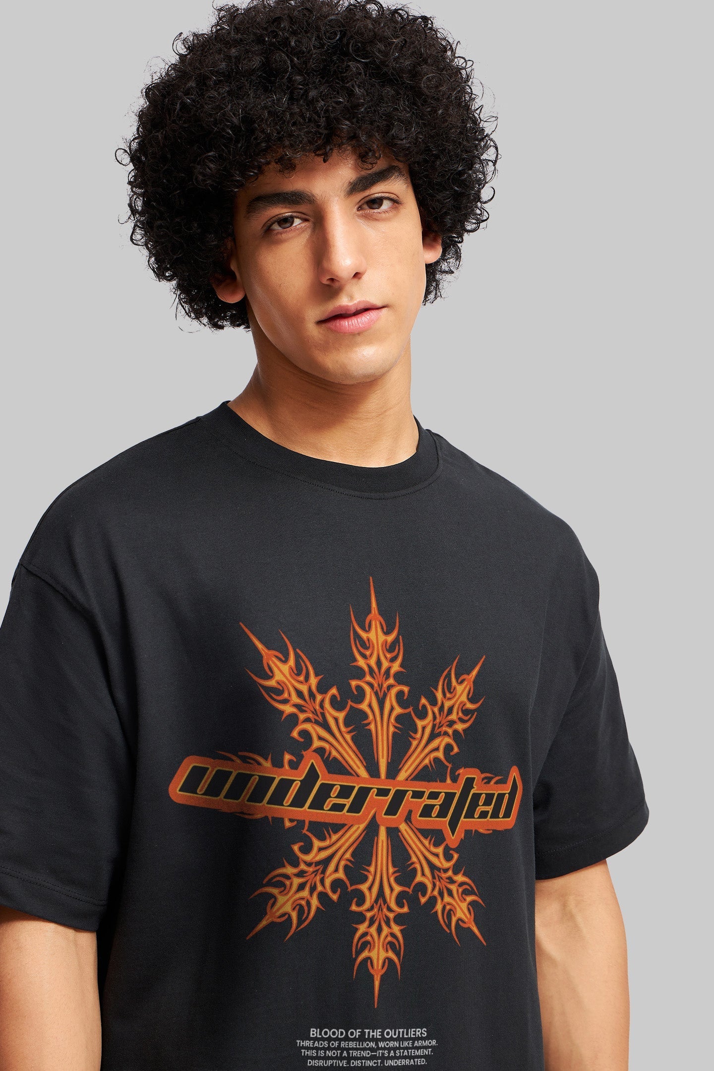Gothic Fire Black Oversized Fit T-Shirt Men
