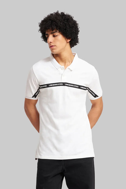Pack of 2 Men's Polo T-shirt combo - Tapework White/ Navy