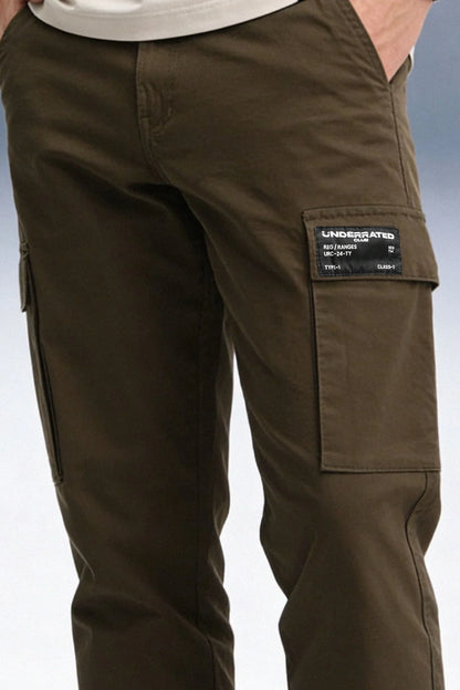 Olive Mid Rise Regular Fit Men's Cargo