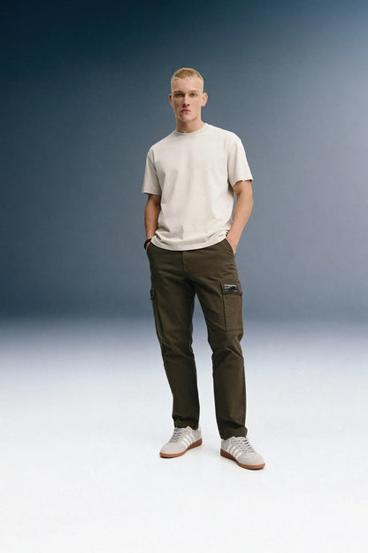 Olive Mid Rise Regular Fit Men's Cargo