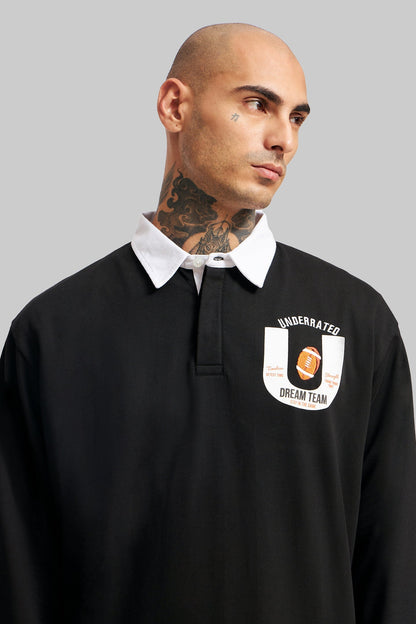 White Striped Black Polo