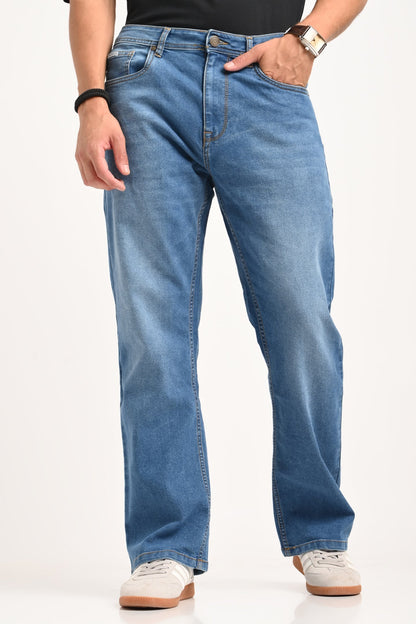 Blue High Rise Men's Bootcut Jeans