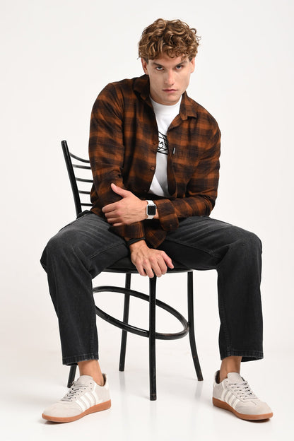 Brown Plaid Check Shirt