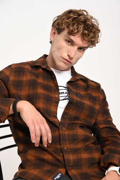 Brown Plaid Check Shirt