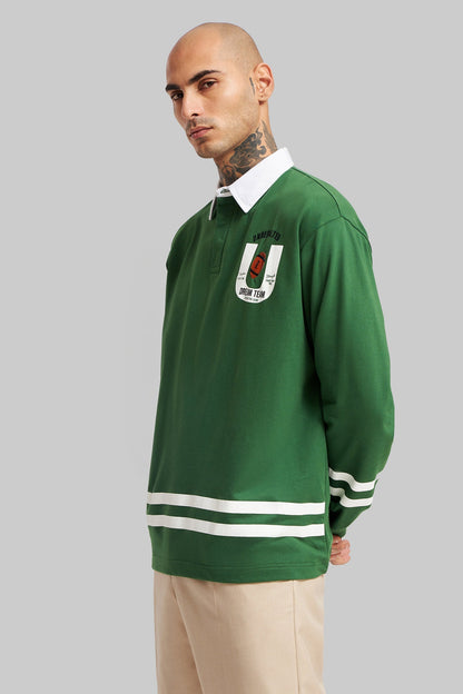 White Striped Green Polo