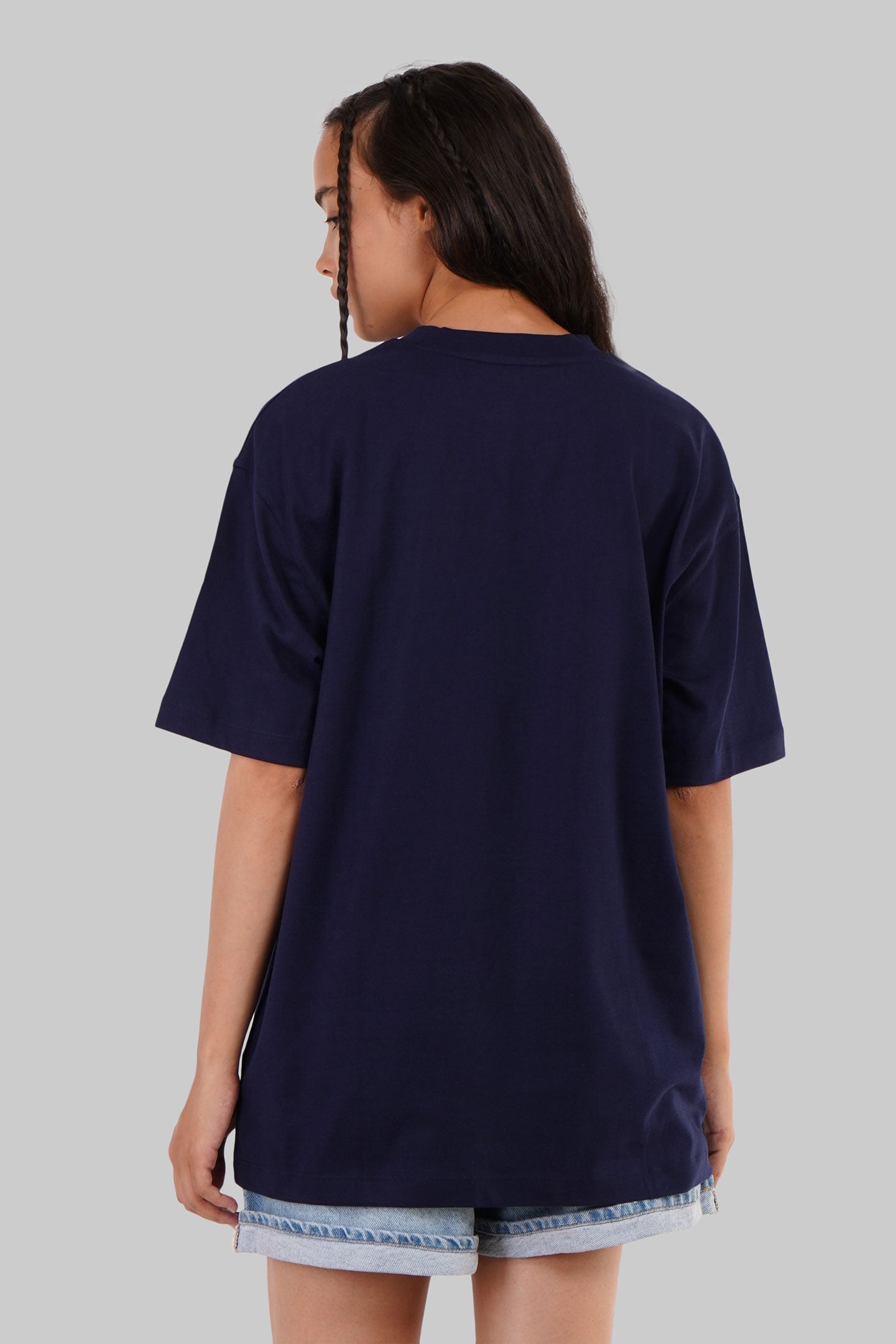 Day Night Shades Navy Blue Oversized Fit T-Shirt Women