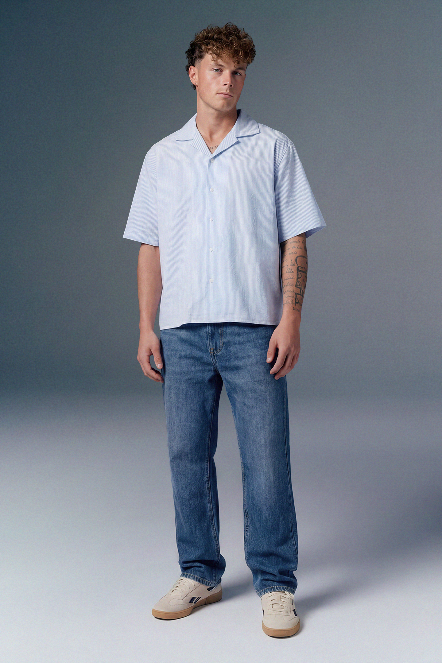 Light Blue Mid Rise Men's Straight Jeans
