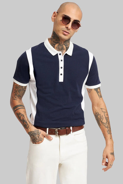 Pack of 2 Men's Polo T-shirt combo - White/Navy/White