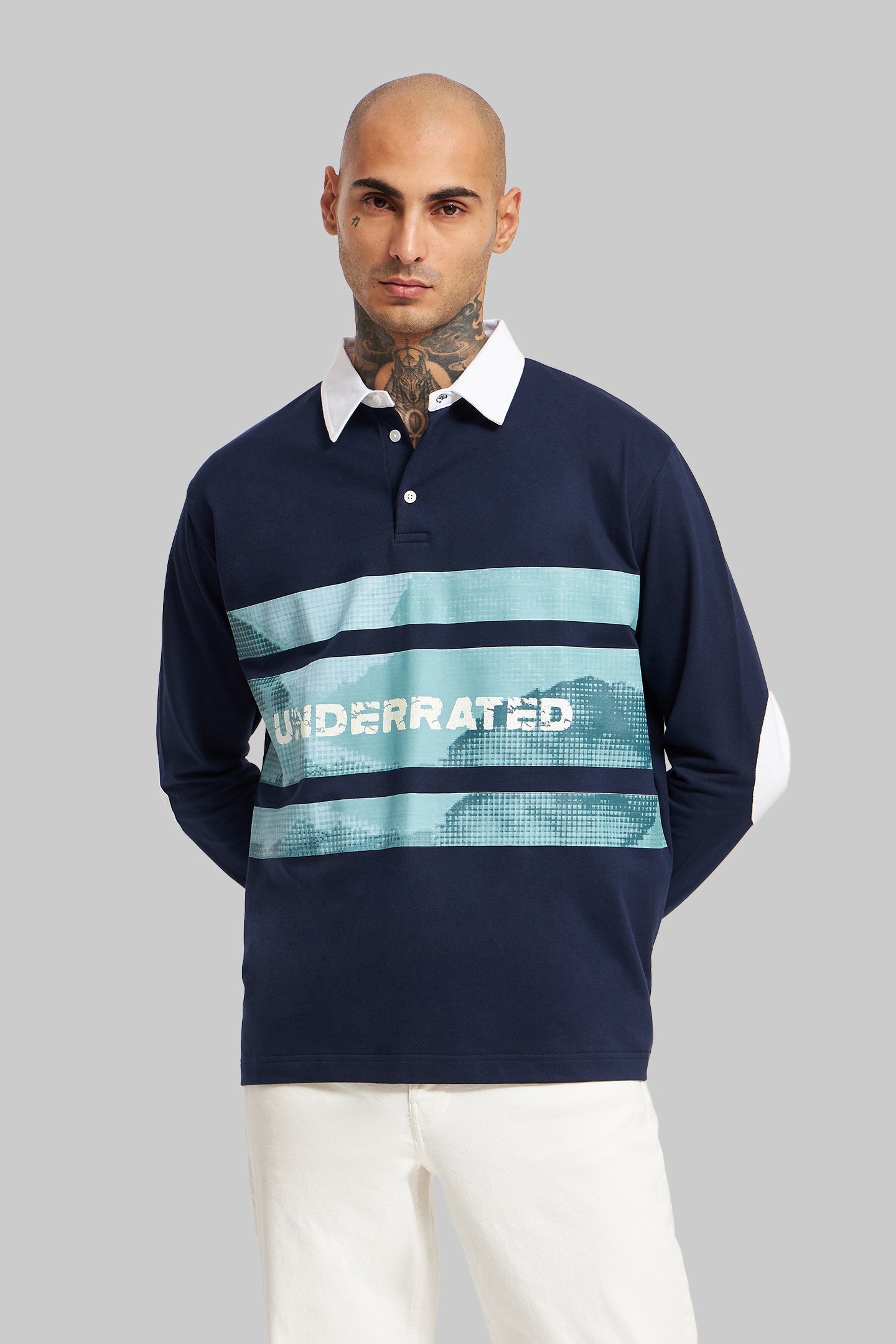 Navy Blue Printed Polo