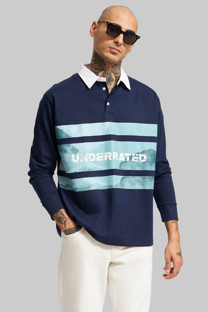 Navy Blue Printed Polo