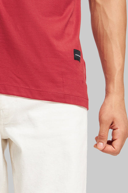 Scratched Red Oversized Fit T-Shirt Men