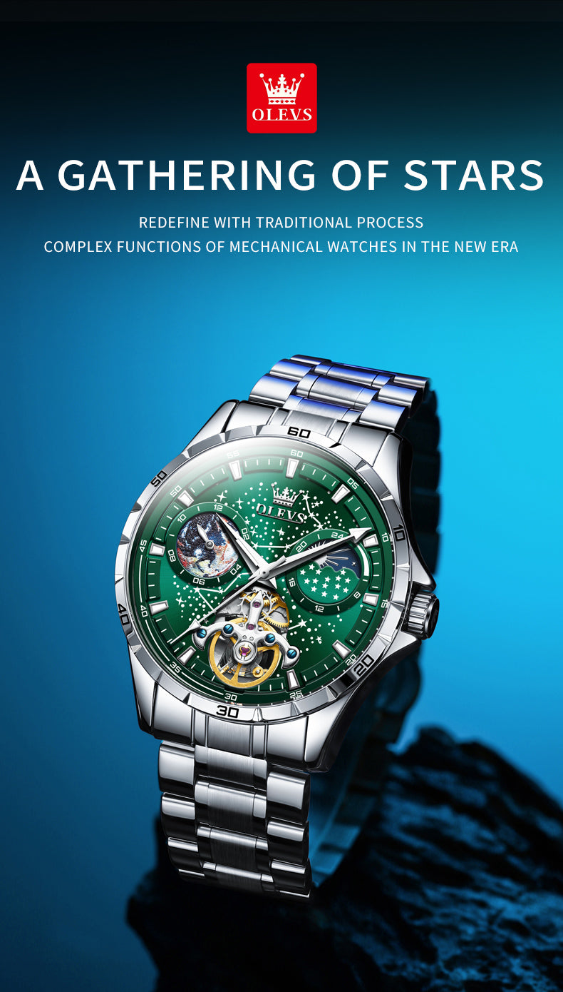 OLEVS 42mm Starry Sky Automatic Mechanical Men's Watch