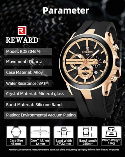 REWARD Analog Black Color Dial Men Watch - RD83046M-A (Pack of 1)|B0DXQCDFL2