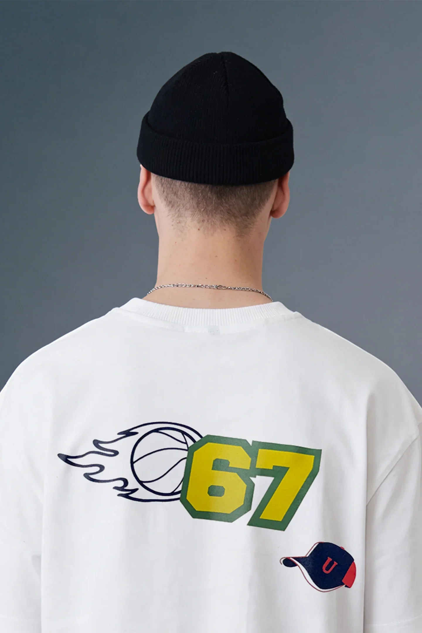 Varsity Patch White Oversized T-shirt Men