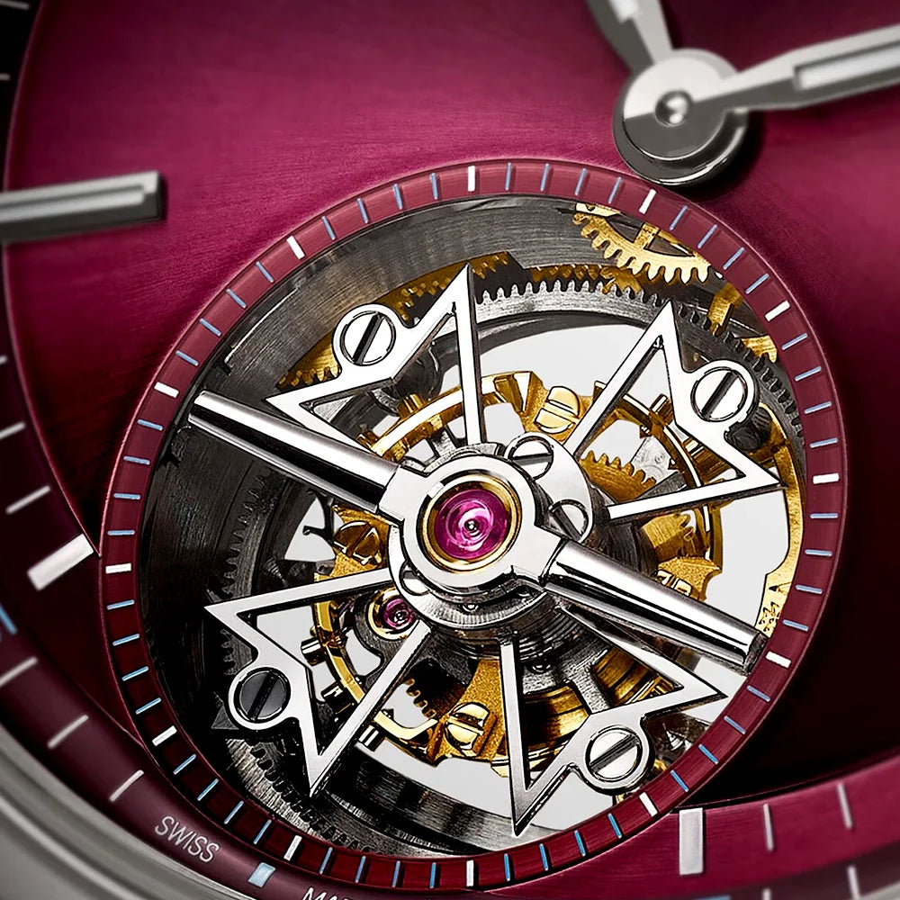 Vacheron Constantin Overseas Tourbillon 42.5mm Burgundy Red Dial Titanium Bracelet Watch - Berry's Jewellers