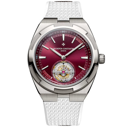 Vacheron Constantin Overseas Tourbillon 42.5mm Burgundy Red Dial Titanium Bracelet Watch - Berry's Jewellers