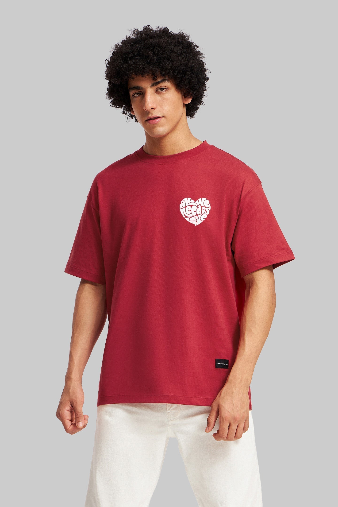 All You Need Is Love Red Oversized Fit T-Shirt Men