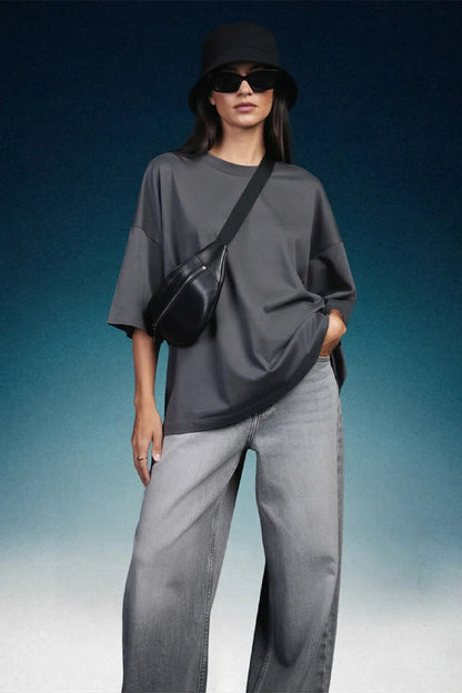 Light Grey High Rise Baggy Women Jeans