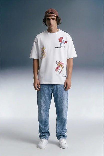 Dragon White Oversized T-shirt Men