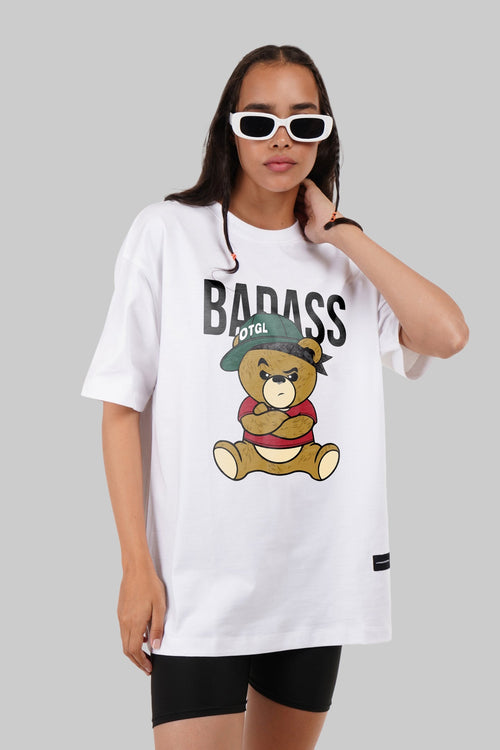 Badass Teddy White Oversized Fit T-Shirt Women