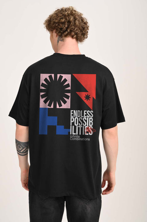 Endless Possibilities Black Oversized Fit T-Shirt Men