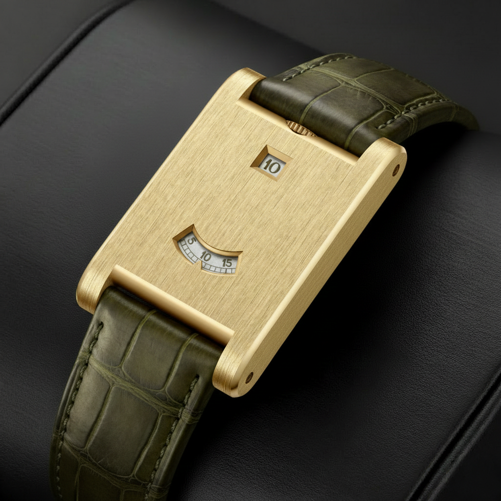 GIORGIO MARENO DRYLAXO VX-580 rectangular jumping hour dress watch with a sleek design and elegant dial.