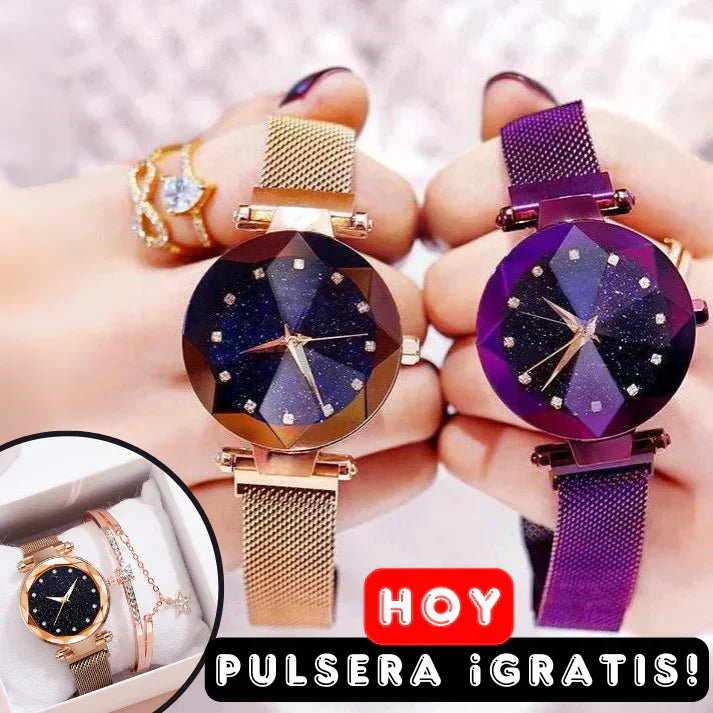 Diamond Design Watch with Mesh Strap + FREE BRACELET 🎁