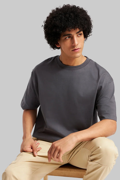 Pack of 5 Oversized Fit T-shirts - Black/Blue/Navy/Beige/Grey