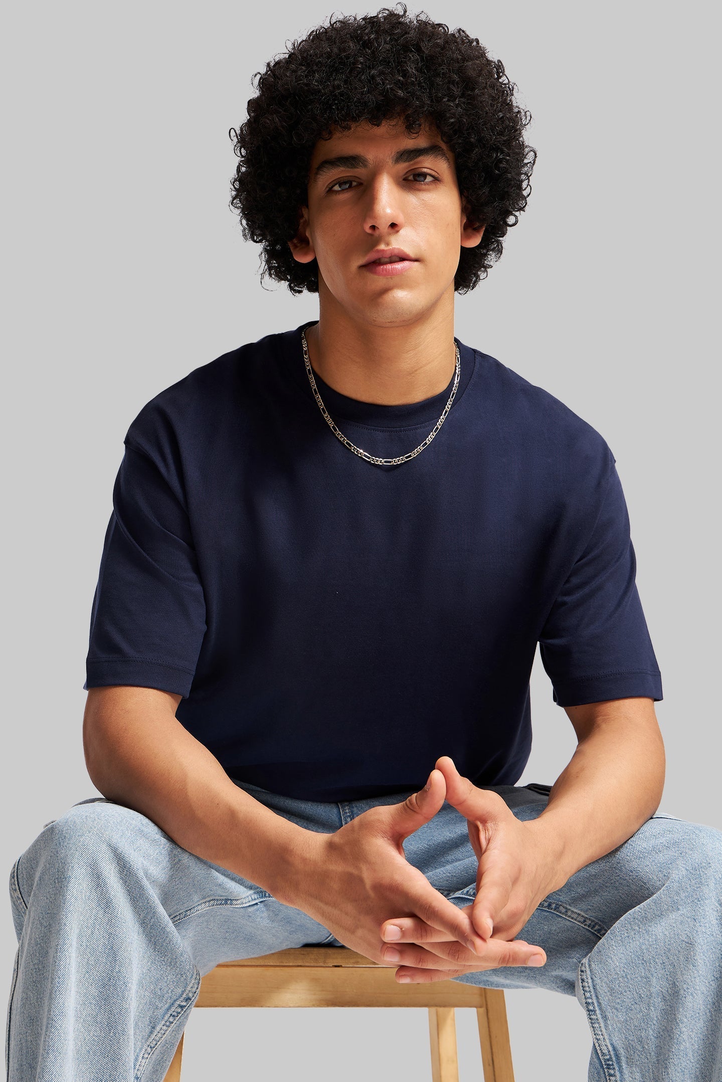 Pack of 3 Oversized Fit T-shirts - Black/Blue/Navy