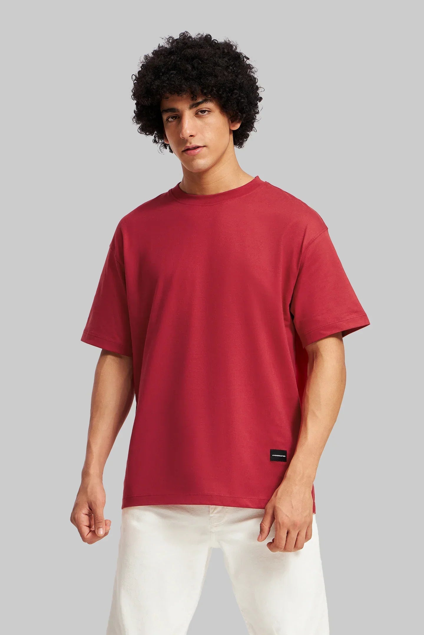 Pack of 4 Oversized Fit T-shirts - Red/Grey/Black/Navy