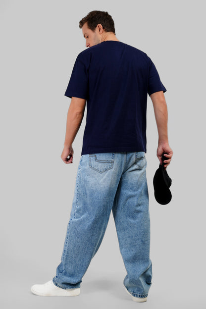 Pink Serpent Navy Blue Oversized Fit T-Shirt Men