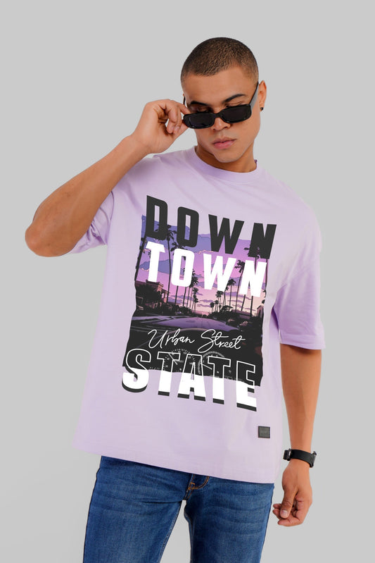 Downtown State Lavender Baggy Fit T-Shirt Men