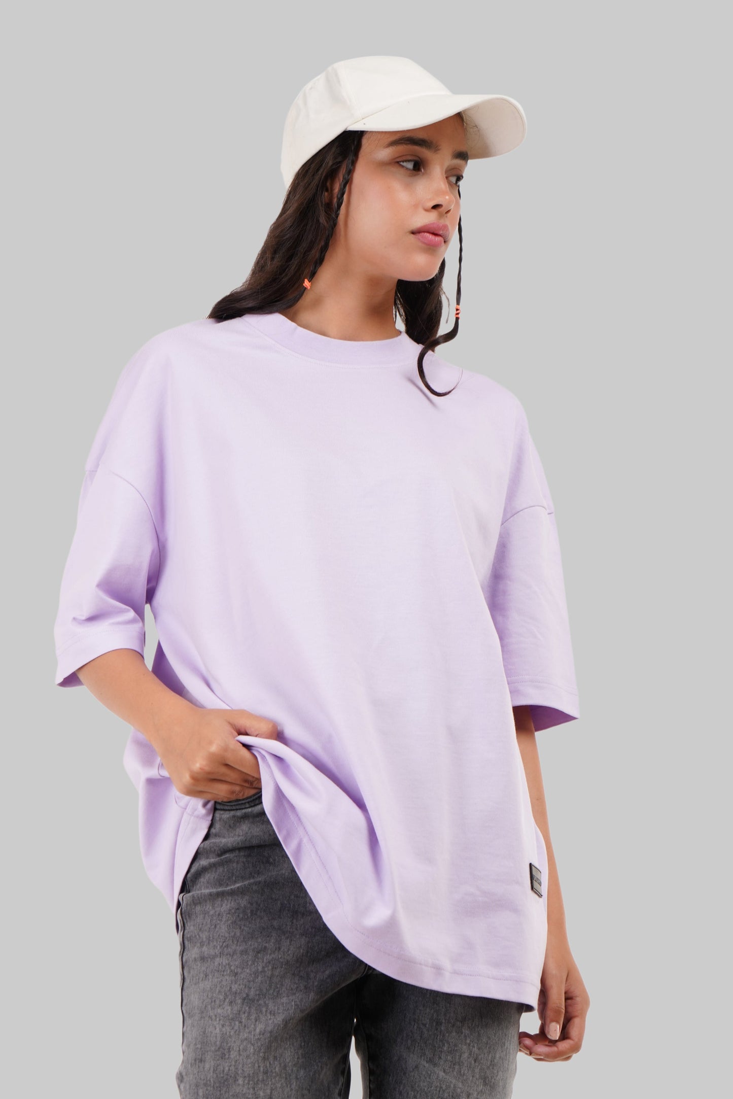 Mushrooms Print Lavender Baggy Fit T-Shirt Women