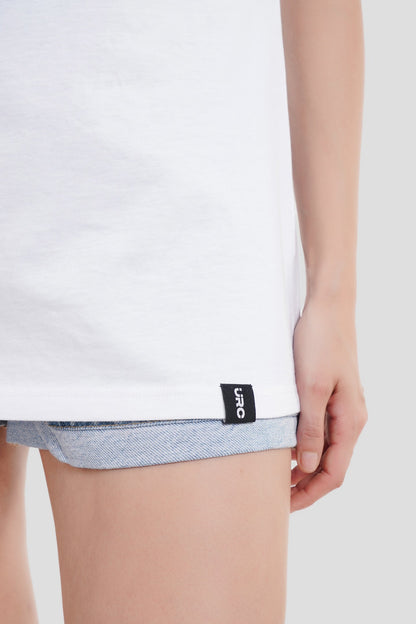 Black Cat White Boyfriend Fit T-Shirt Women