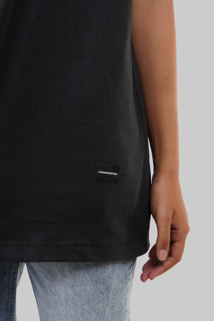 Spaceship Treasure Black Oversized Fit T-Shirt Women