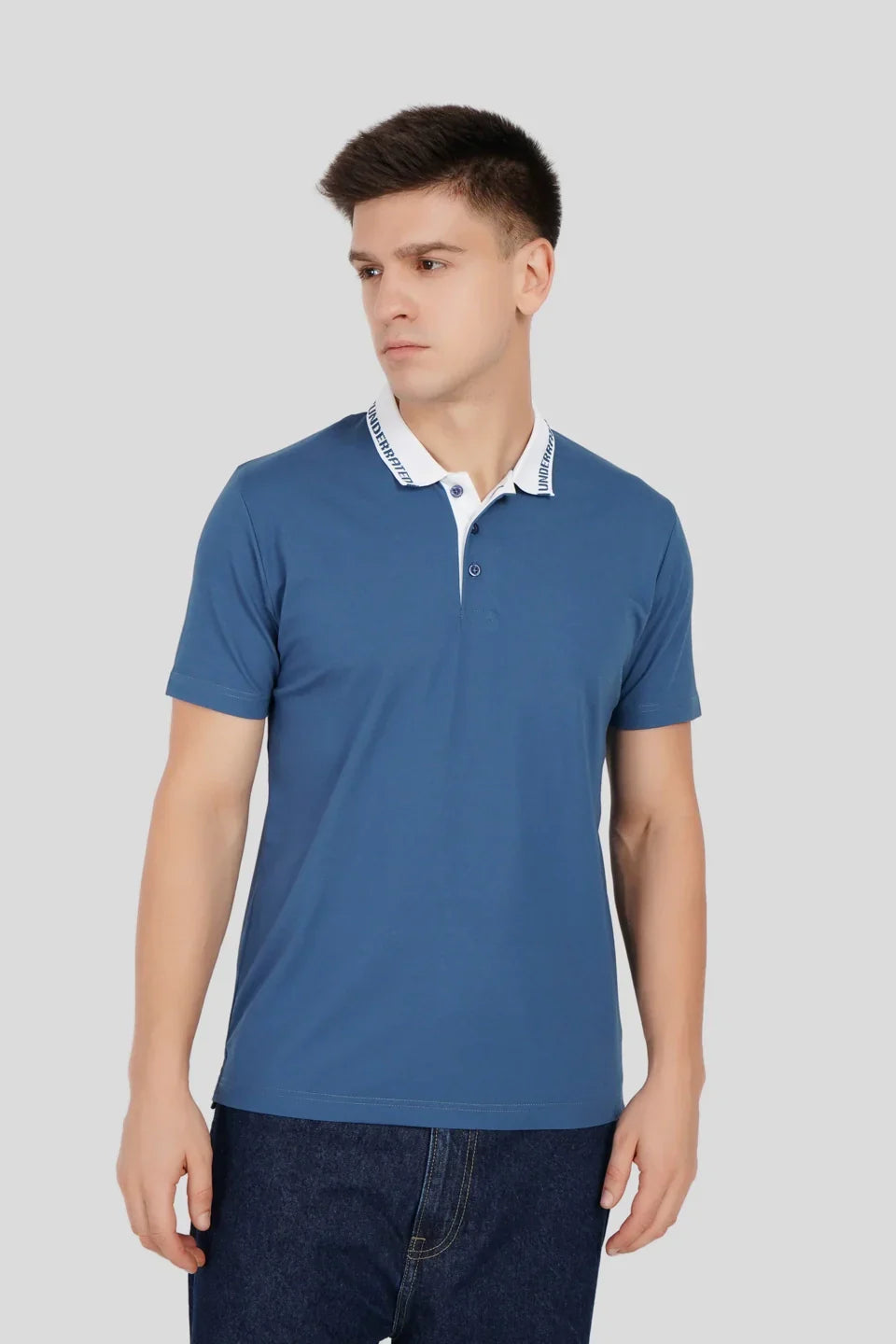 Pack of 3 Contrast Collar Polo T-shirt combo -Blue/Light Green/ Black