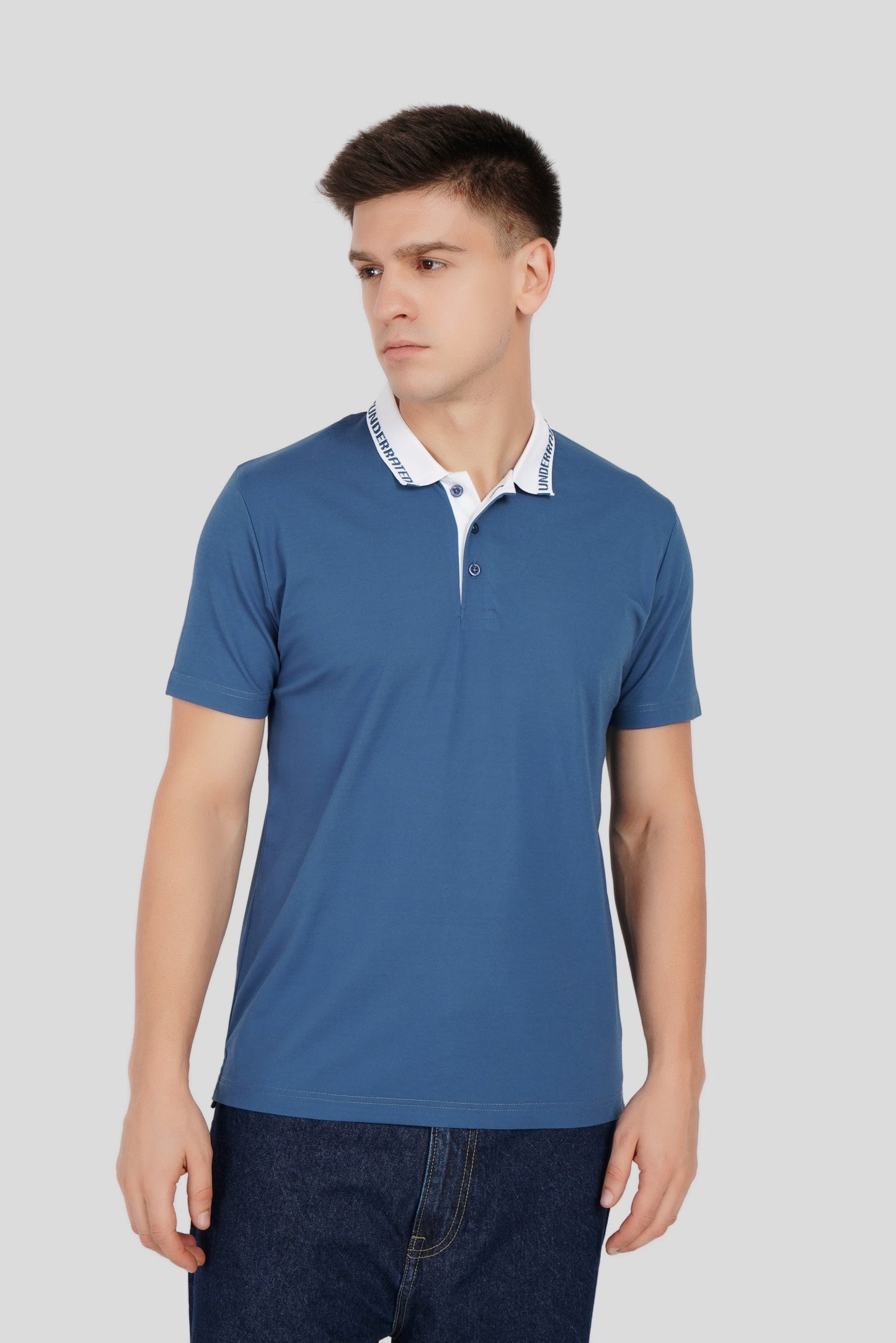 Men's Polo Neck T-shirt Combo - Pack of 2 Underrated Essentials - Blue and White