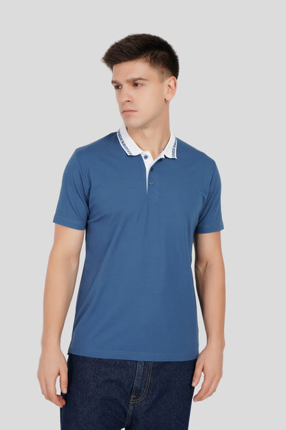 Men's Polo Neck T-shirt Combo - Pack of 2 Underrated Essentials - Blue and White
