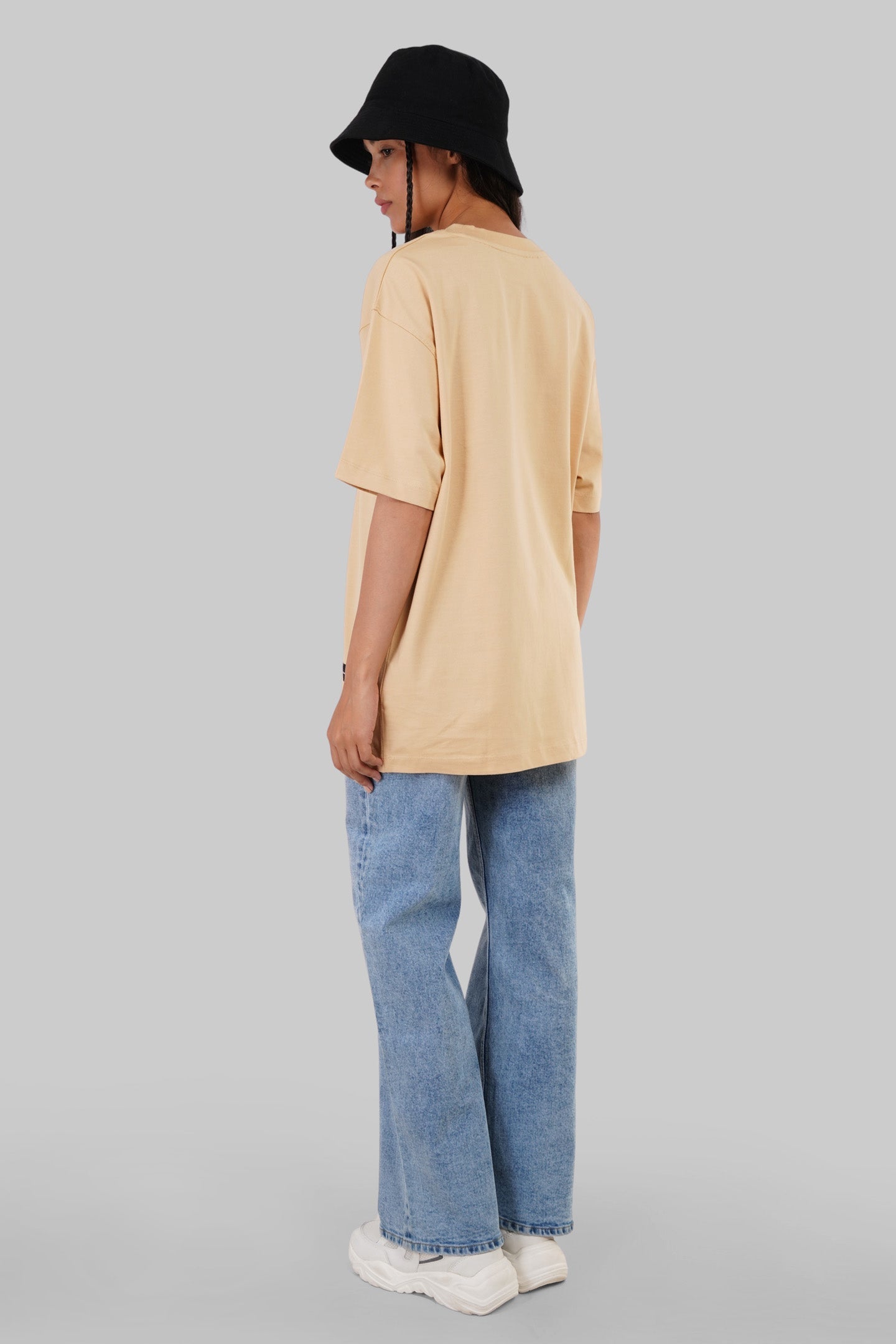 Anime Lady Beige Oversized Fit T-Shirt Women
