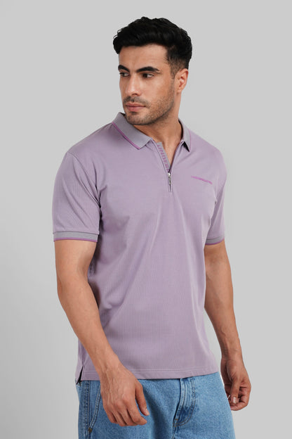Men's Polo Neck T-shirt Combo - Pack of 2 Solid Essentials Lavender and White