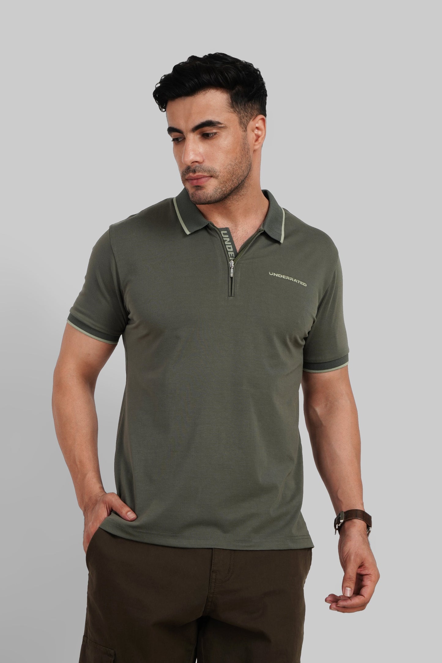 Men's Polo Neck T-shirt Combo - Pack of 2 Solid Essentials Green and Lavender