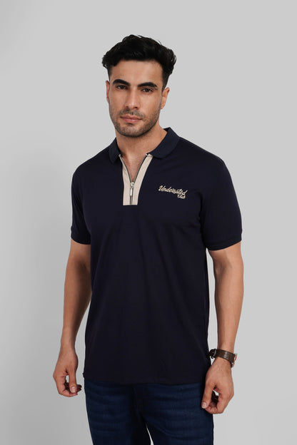 Men's Polo Neck T-shirt Combo - Pack of 2 Underrated Essentials - Beige and Navy
