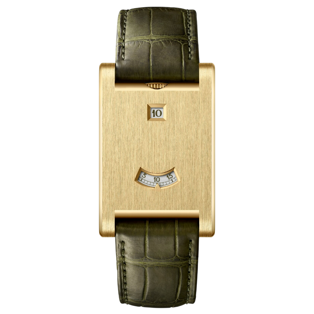 Rectangular DRYLAXO VX-580 dress watch by GIORGIO MARENO with sleek design and jumping hour display on leather strap.