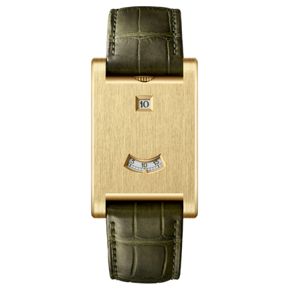 Rectangular DRYLAXO VX-580 dress watch by GIORGIO MARENO with sleek design and jumping hour display on leather strap.